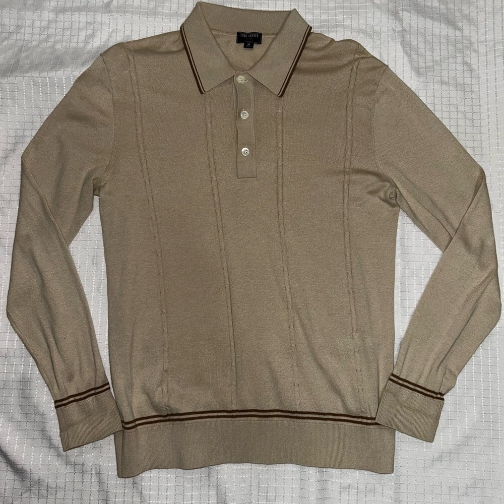 Men's Beige Long sleeve Polo Shirt